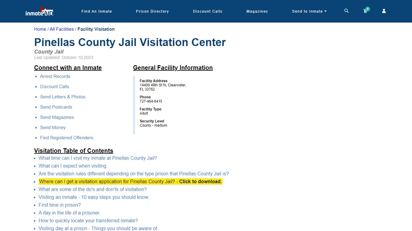 Pinellas County Jail | Visitation, dress code & visiting hours - InmateAid